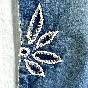 Sunshine Apparel Boho Floral Embroidered Flare Leg Hippie Jeans - Plus 22/24W